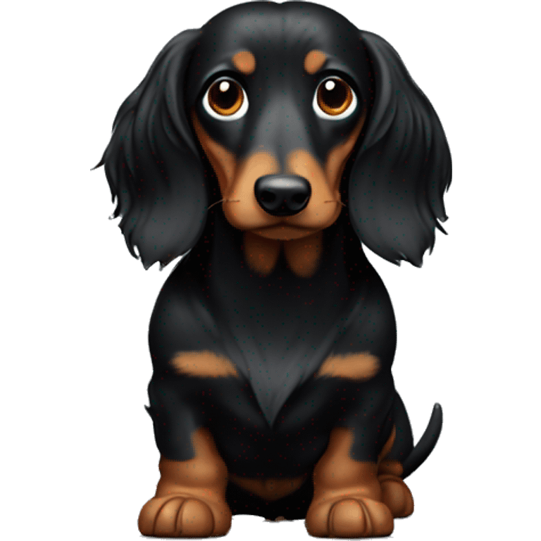 Black, long-haired, wiener dog emoji