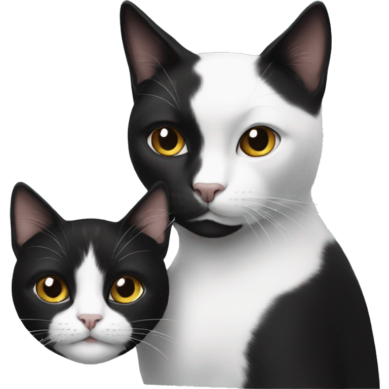 Black and white cat with black woman emoji