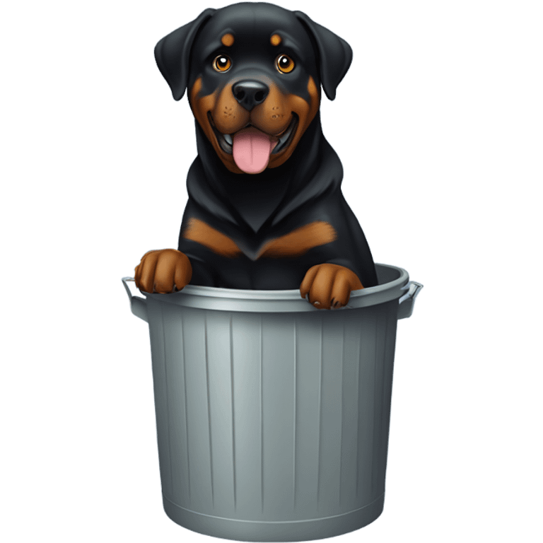 Rottweiler bringing in garbage can emoji