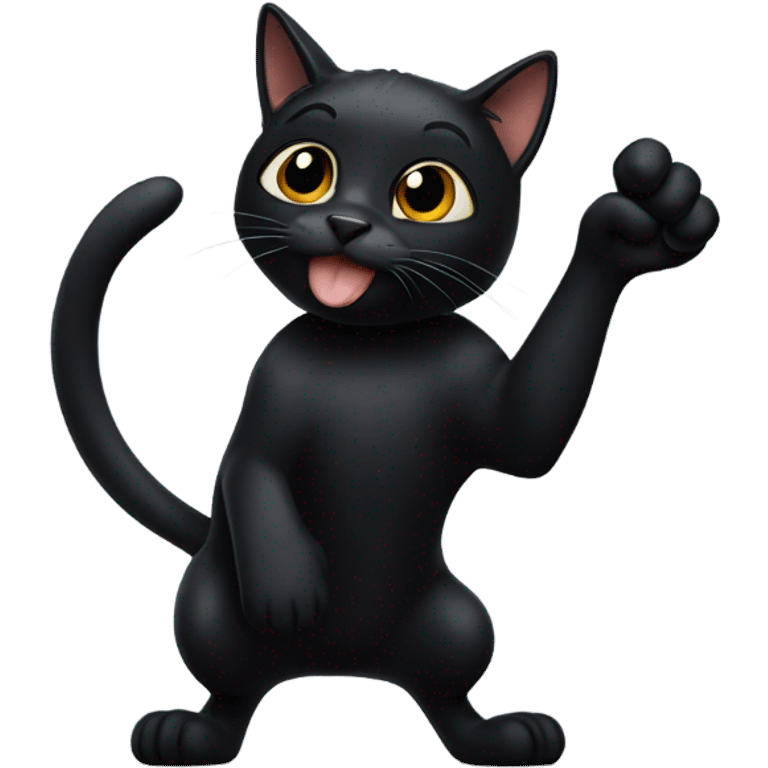 Black cat pointing at mouth emoji