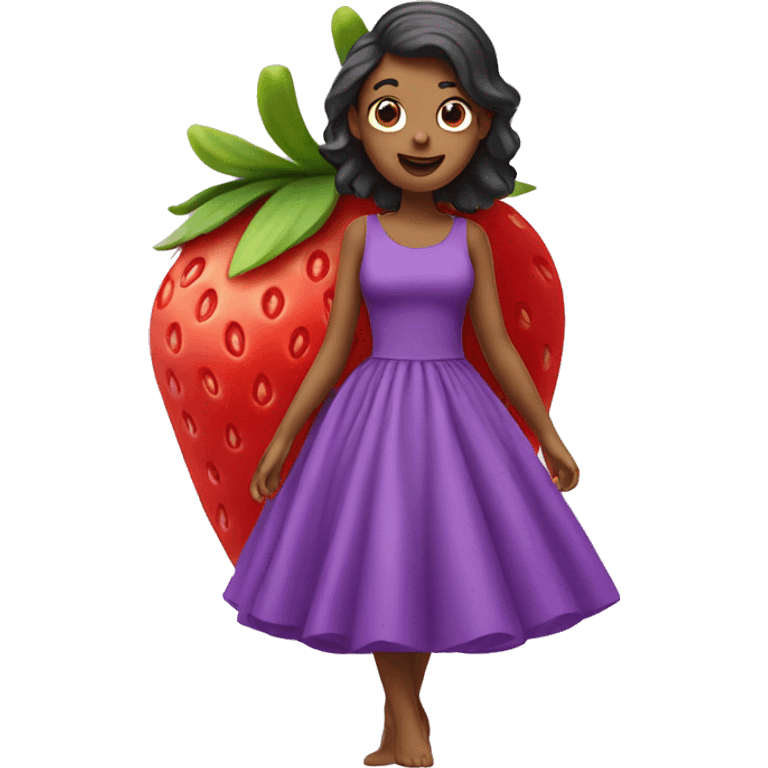 Strawberry wearing a purple dress emoji