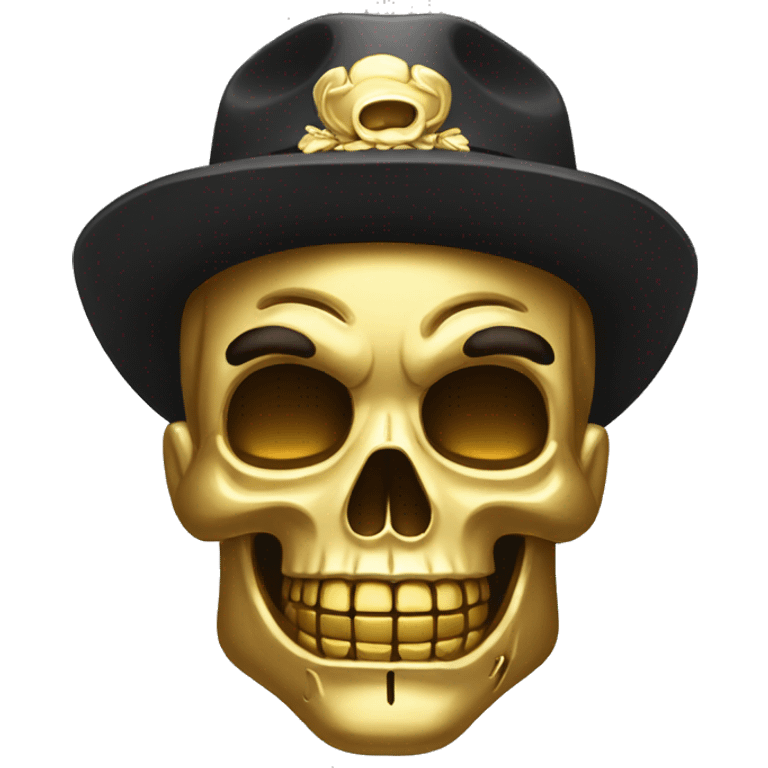 Calavera de oro y apariencia mafiosa emoji