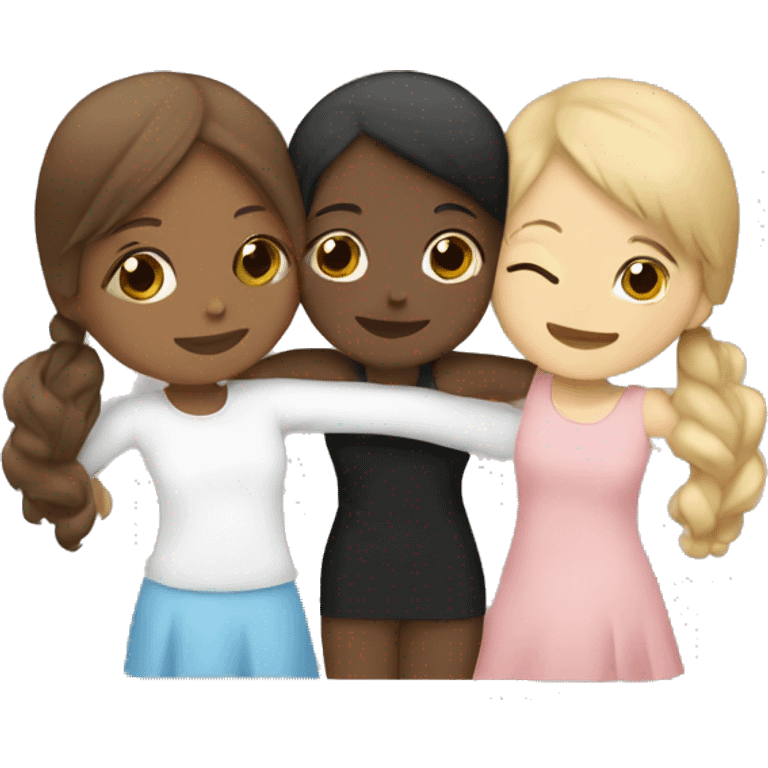 Hug three girls, one Black, ont White With Brown air and One with blond hair emoji