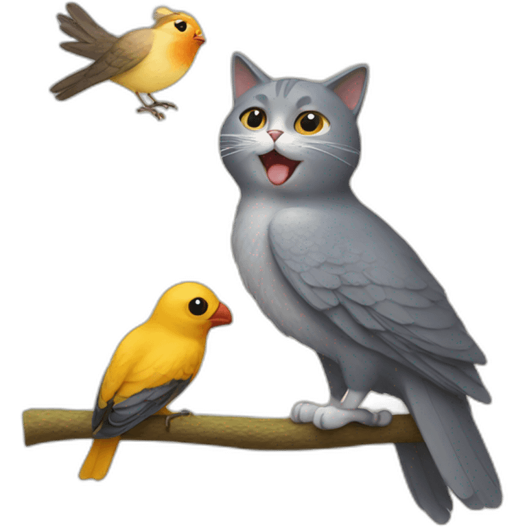 cat and bird emoji