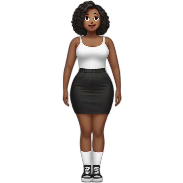 full body curvy beauty lifts her black skirt-back-view-long-white-socks emoji