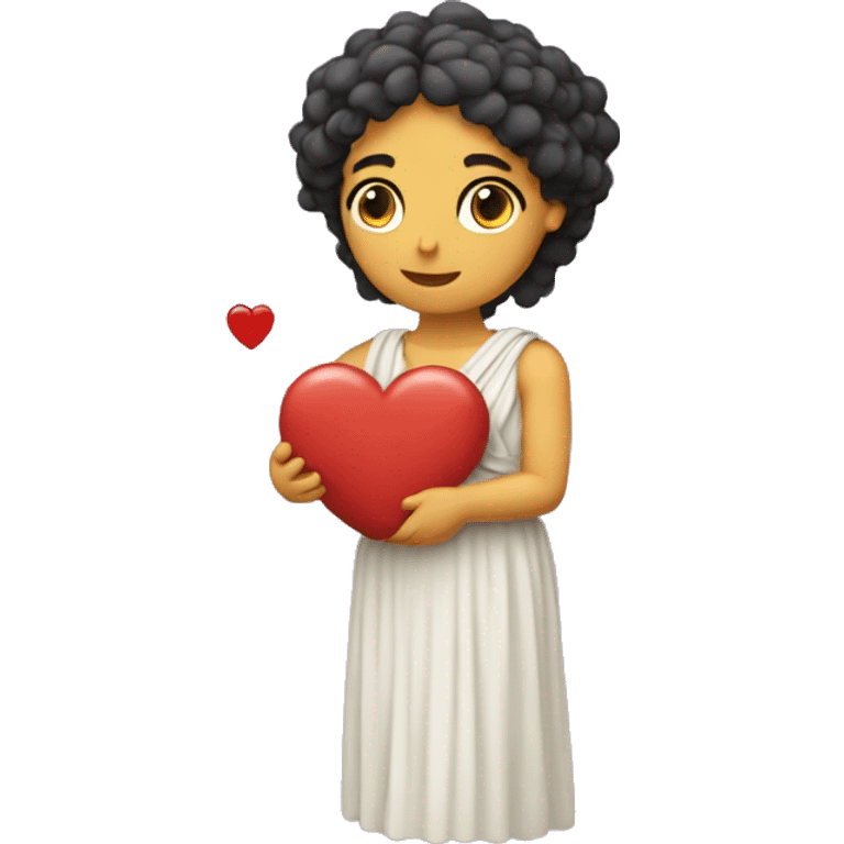 Greek Sappho holds a heart in her hand emoji