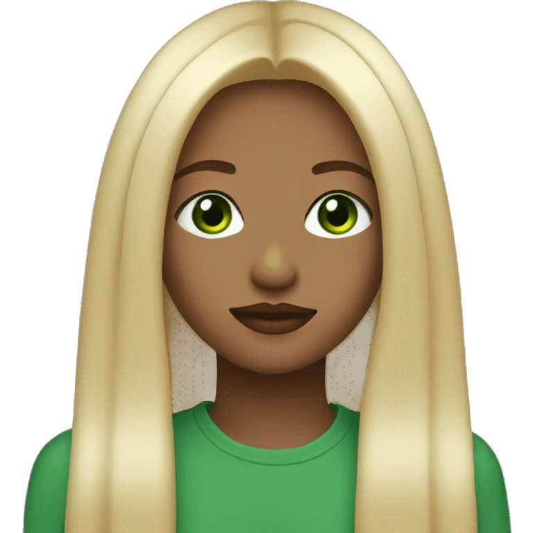 Aesthetic Girl with long straight blonde hair green eyes and filled lips emoji