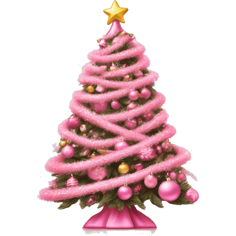 Beautifully decorated pink Christmas tree ￼ emoji