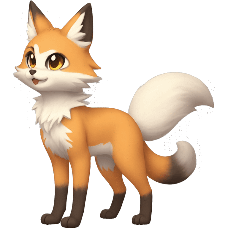 a anthro fur-sona kemono-style-chibi-style cat-fox-Fakémon-hybrid full body emoji