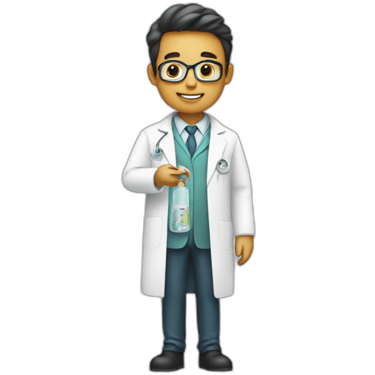 Person analyzing a product with a lab coat emoji