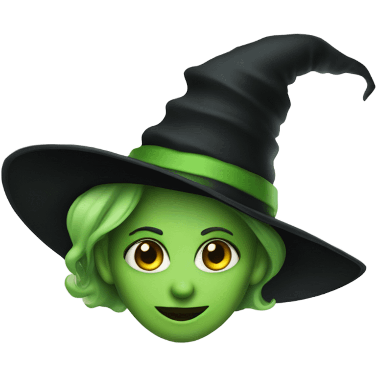 Wicked green witch with black hat  emoji