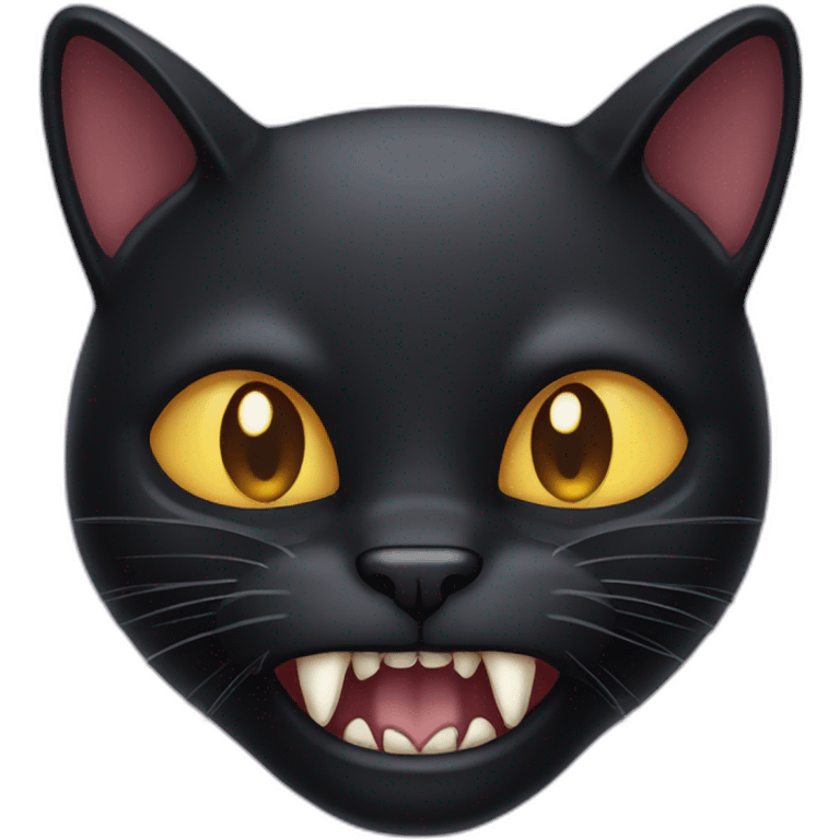 black cat with fangs emoji