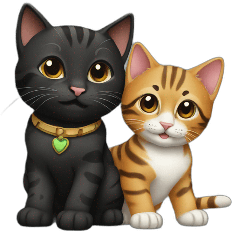 two-cats-bengal-and-cat-black-kitten-together emoji