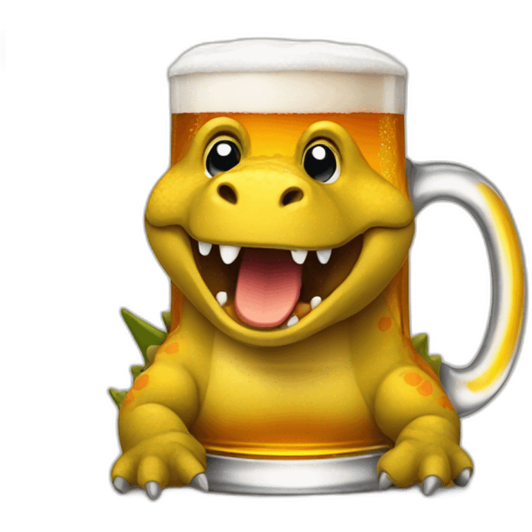 A dinosaur who drink a beer emoji