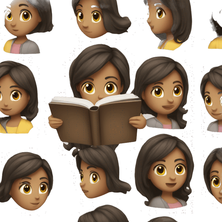 A brunette girl reading emoji