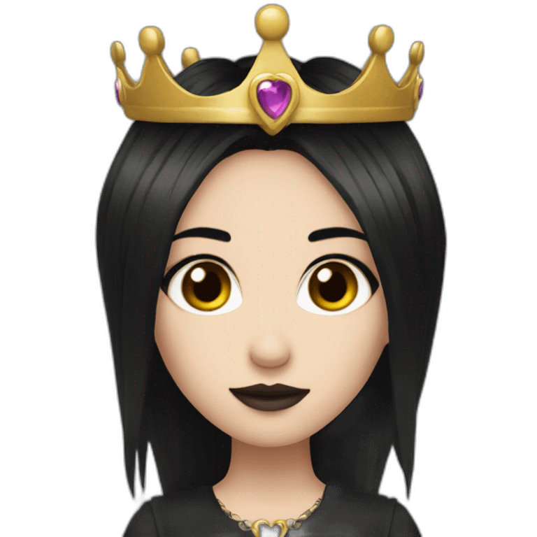 goth princess with crown black hair brown eyes  emoji