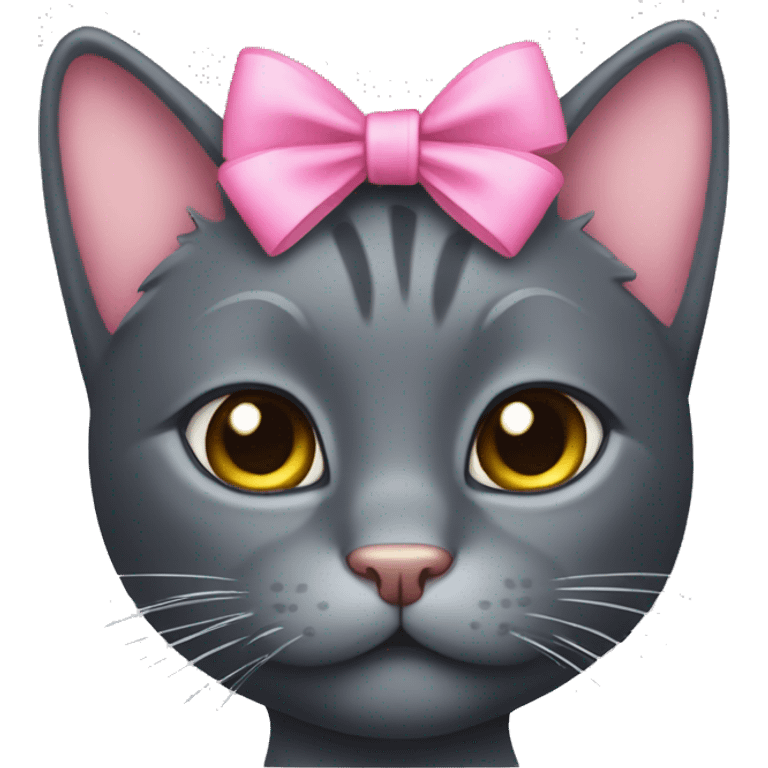 Dark gray cat with pink bow on ear emoji