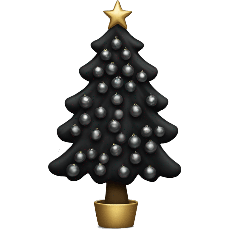 Black Xmas tree with all black ornaments emoji