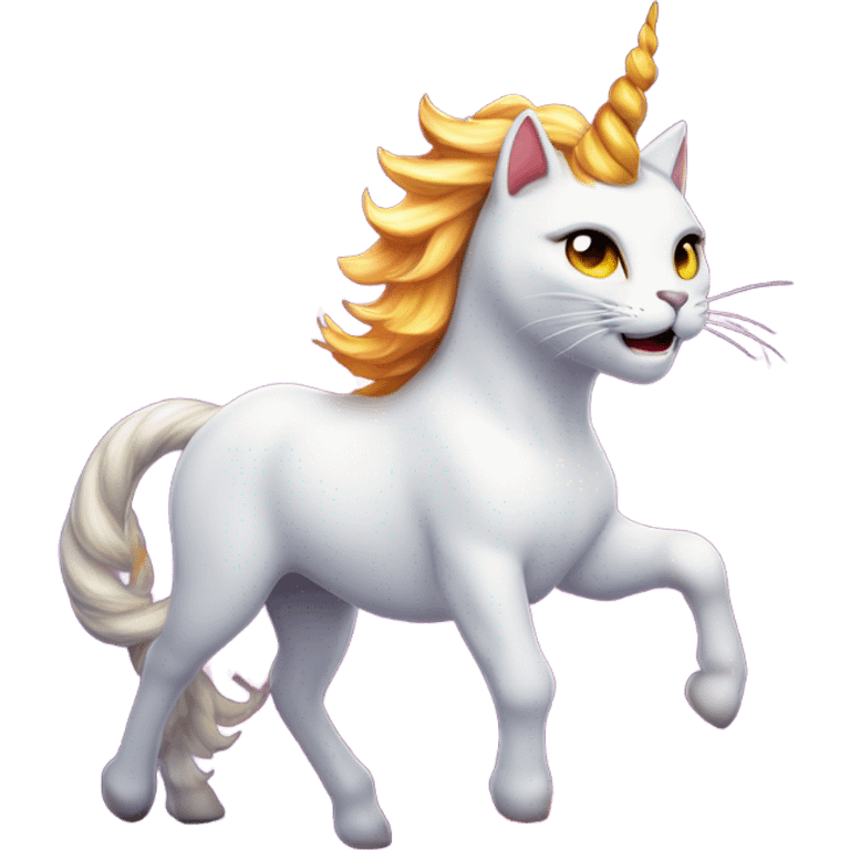 Fire breathing cat riding a unicorn  emoji