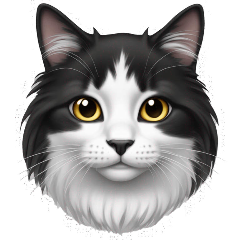 black and white cat long haired emoji