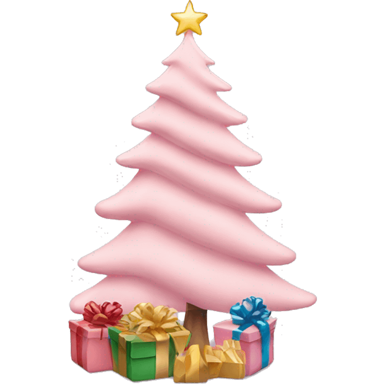 light pink christmas tree with presents emoji