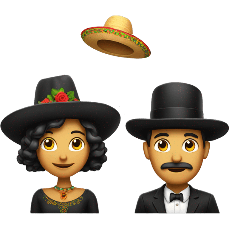 A man and a woman with a Mexican tophat emoji