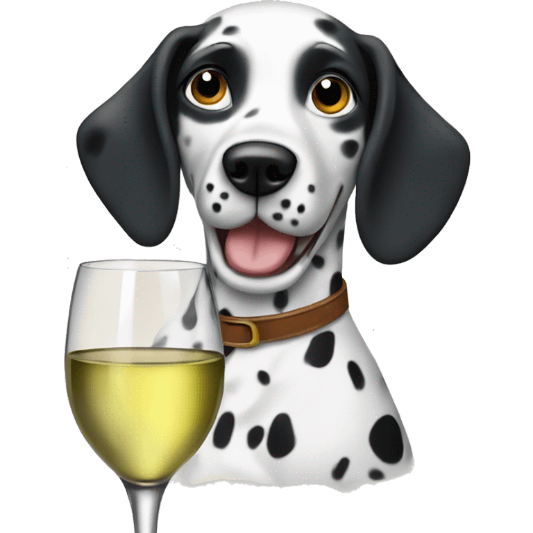 Dalmatian dog drinking white wine emoji