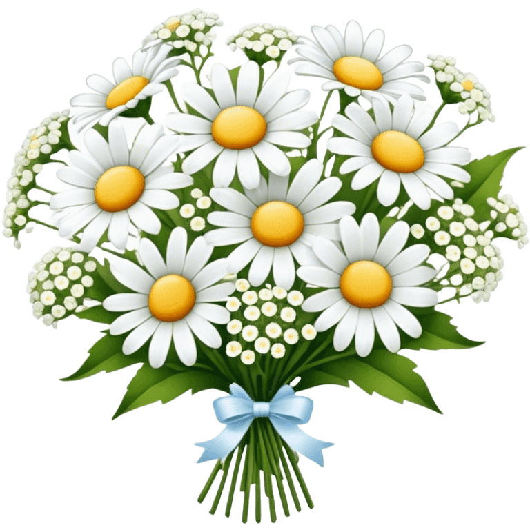 daisy and babies breath bouquet  emoji