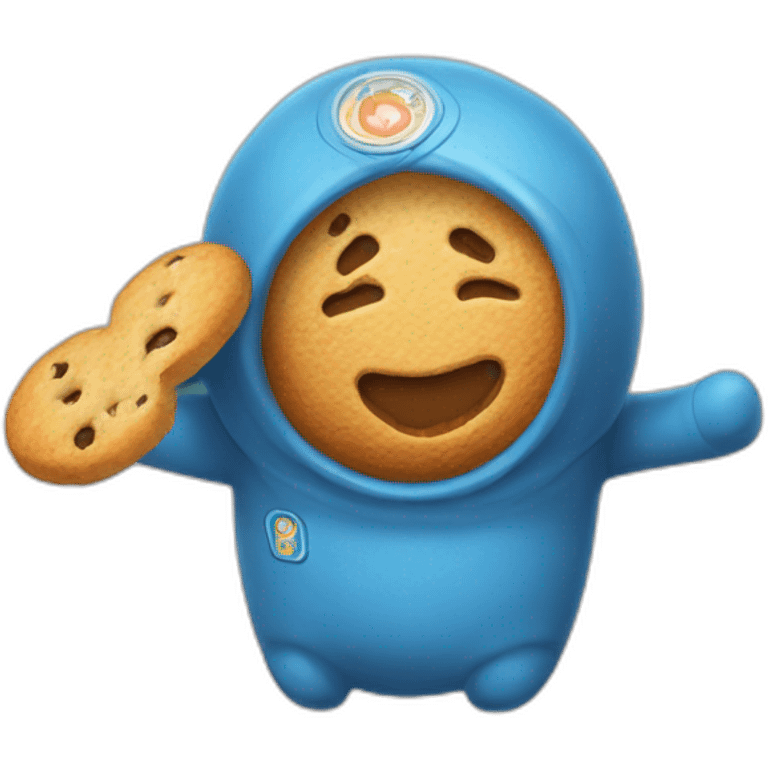 Un chamalot fait un hug à un biscuit emoji