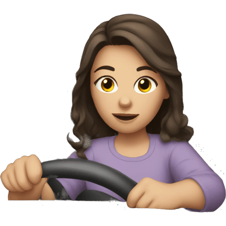 brunette girl driving in a car emoji