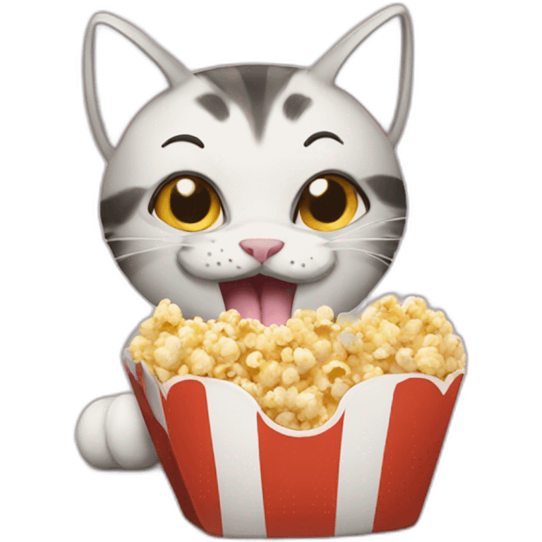 Cat eating popcorn emoji