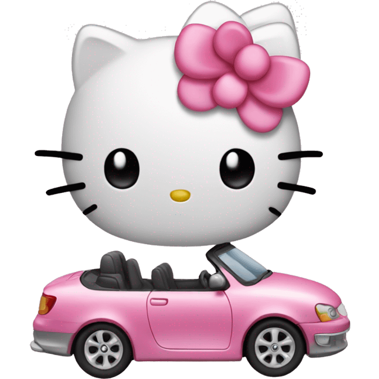 Hello kitty in car emoji