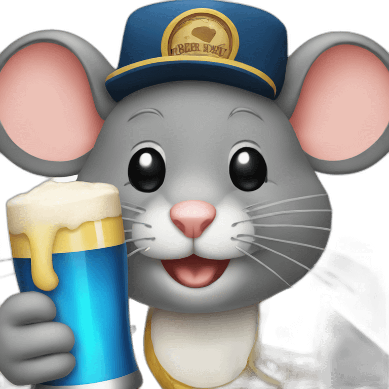 a mouse drinking beer emoji