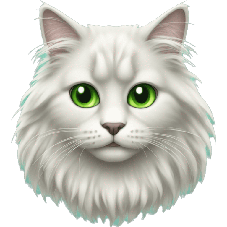 Long hair fluffy cat with green eyes emoji