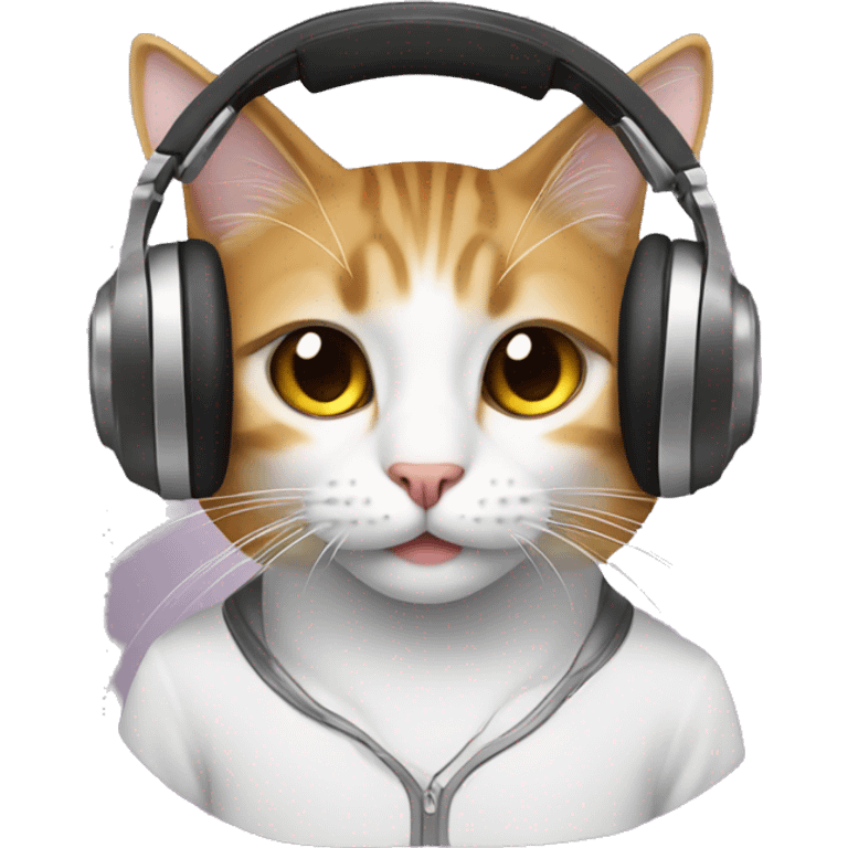 Cat who is a dj emoji