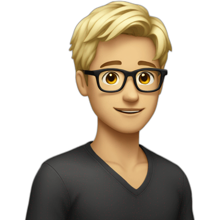 blond boy, tan, black glasses, hot, young emoji