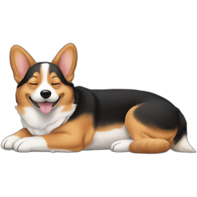 black and tan corgi sleeping on the back emoji