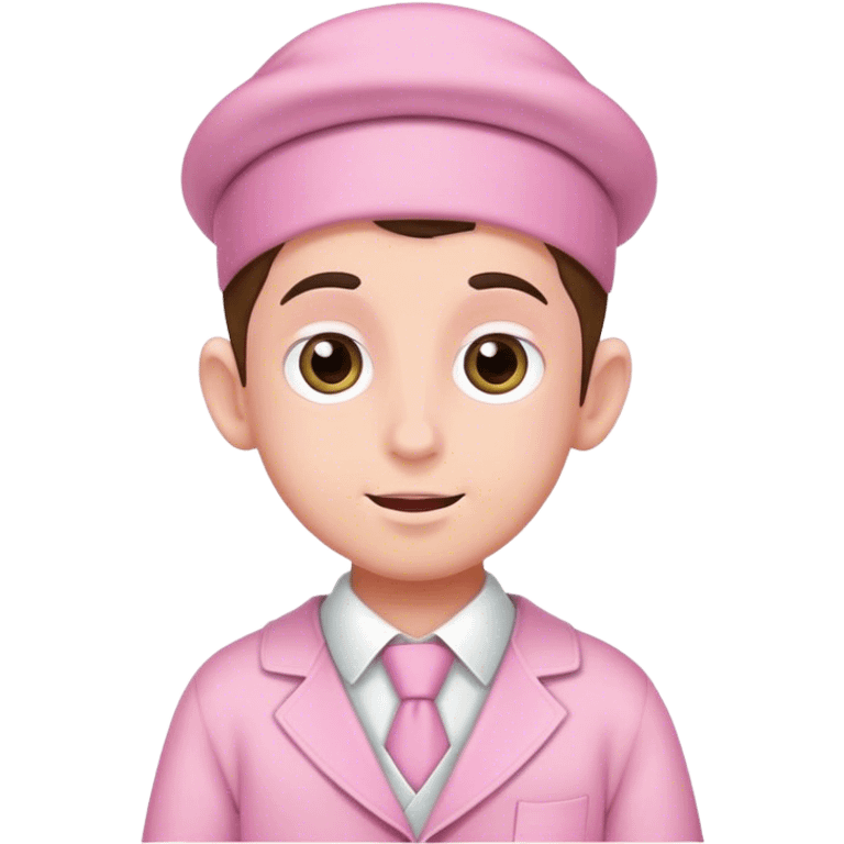 Jewish boy wearing pink emoji