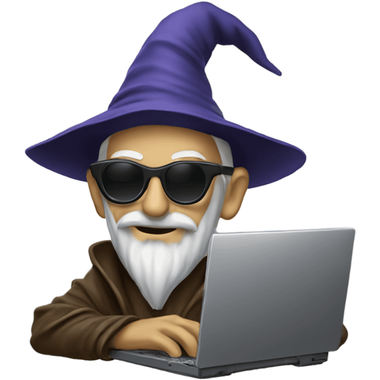 wizard with sunglasses playing on computer emoji