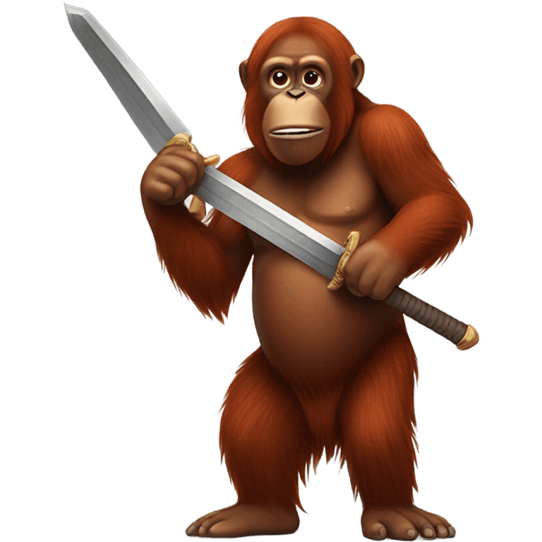 Orangutan holding a sword emoji