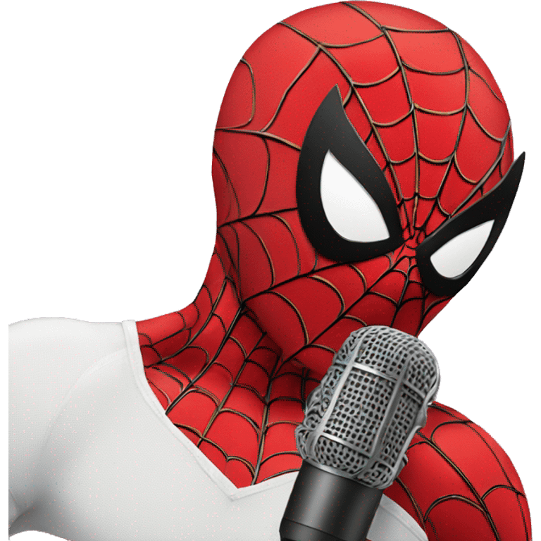 spiderman singing with a mic like a meme emoji