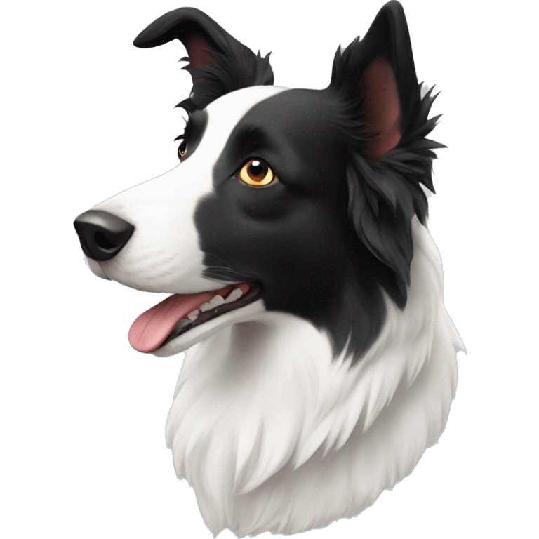 White border collie with one black ear emoji