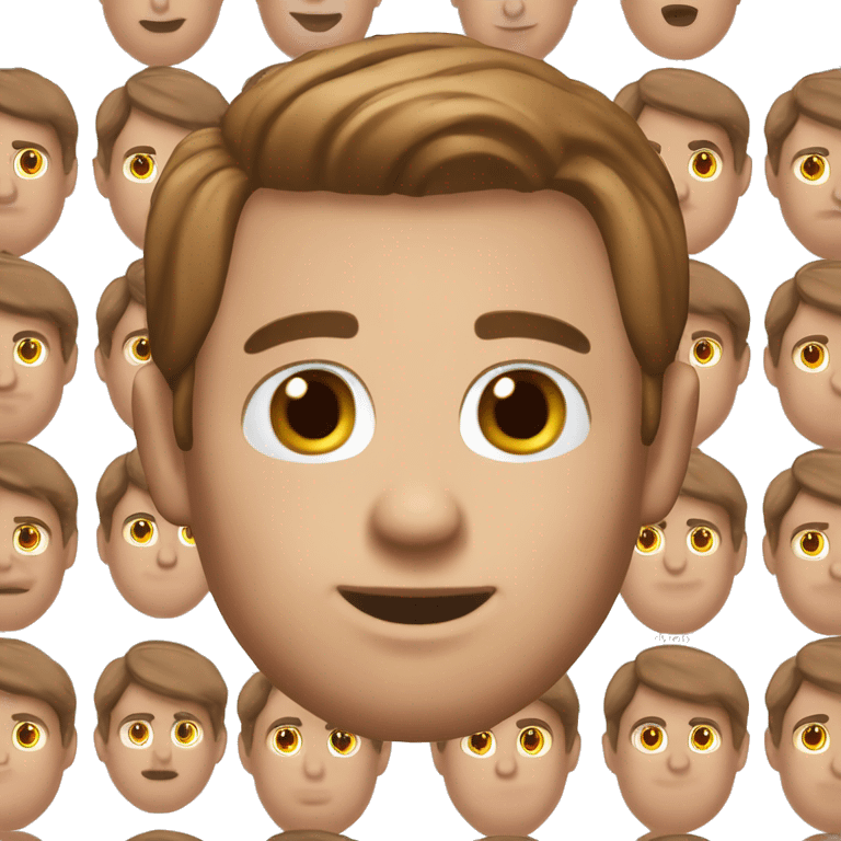 Generate a memoji of a 25-year old male from Poland. He has big brown eyes and hair. Use white background. emoji