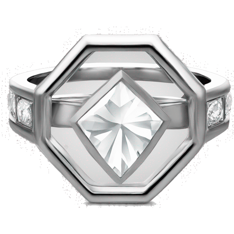 hexagon cut diamond ring with bezel  emoji