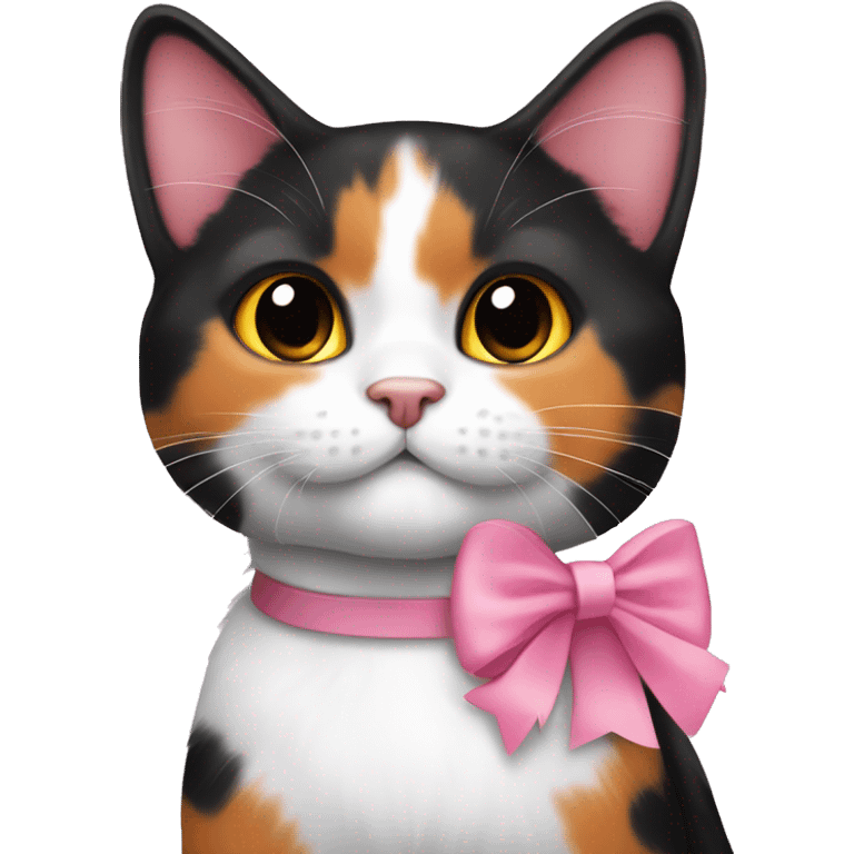 cute orange black calico cat with pink bow  emoji