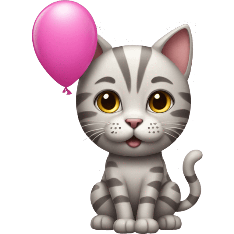 Cat with a pink balloon  emoji