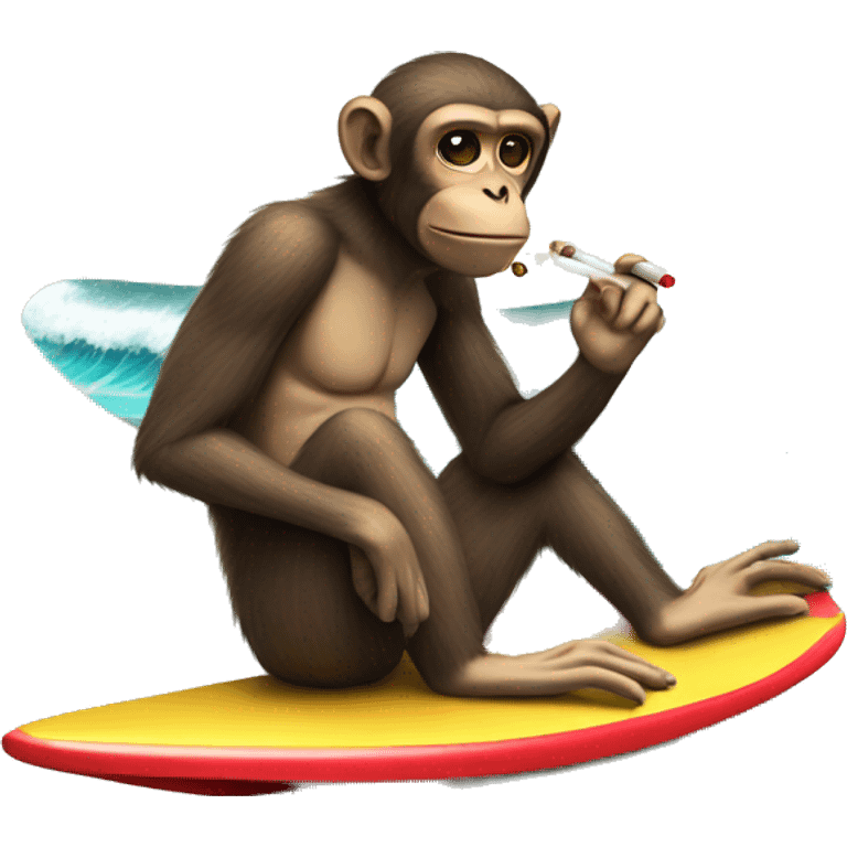 Monkey smoking on a surf bored  emoji