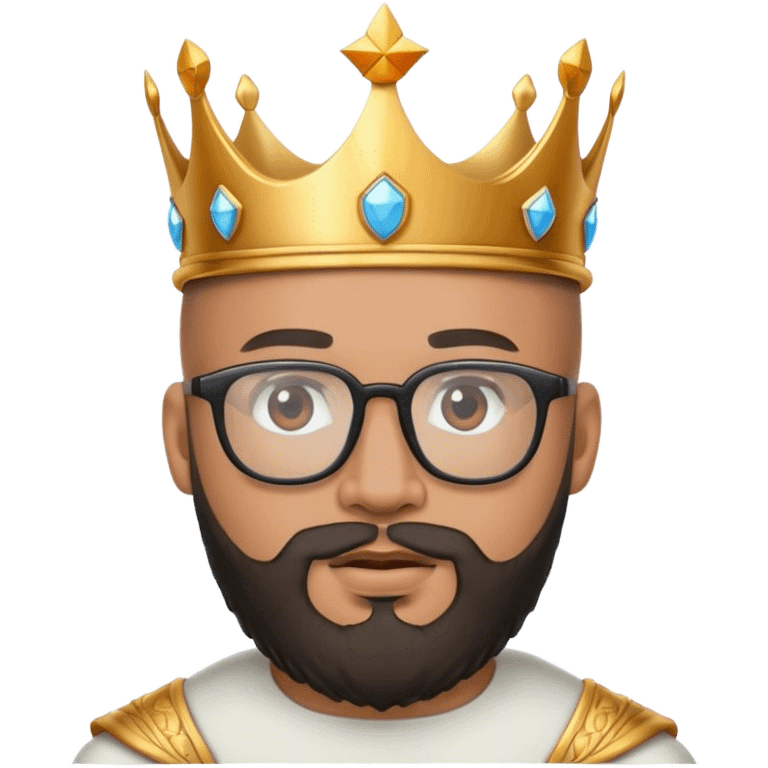 Bald lightskin king glasses beard crown emoji