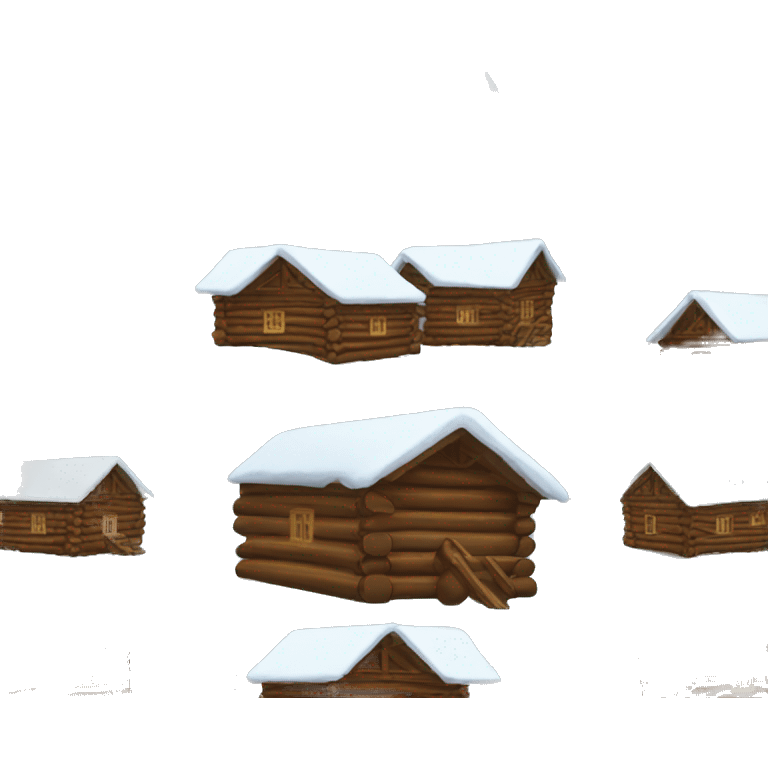 snowy log cabin with tree emoji