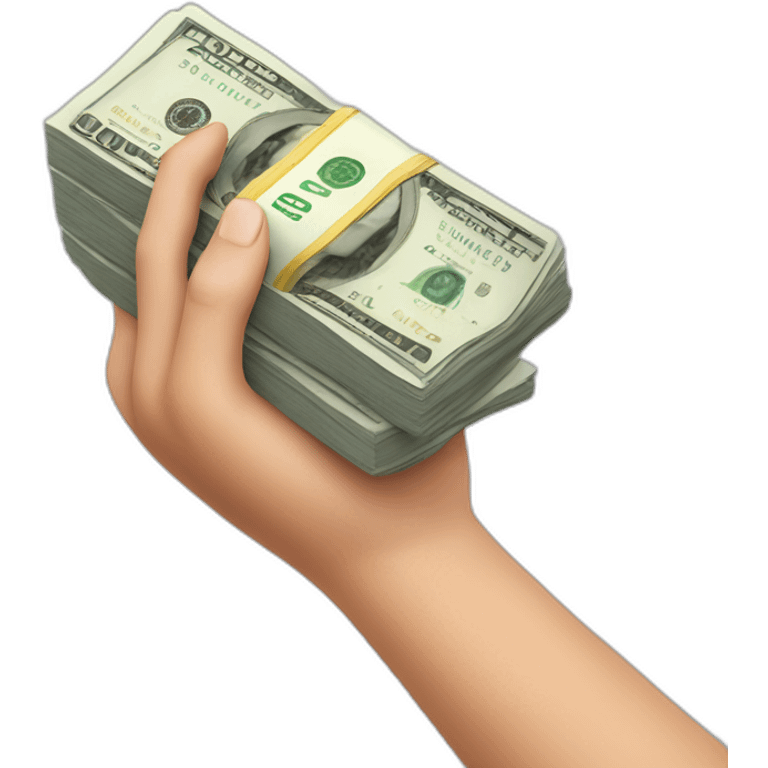 hand holding a fat stack of money emoji